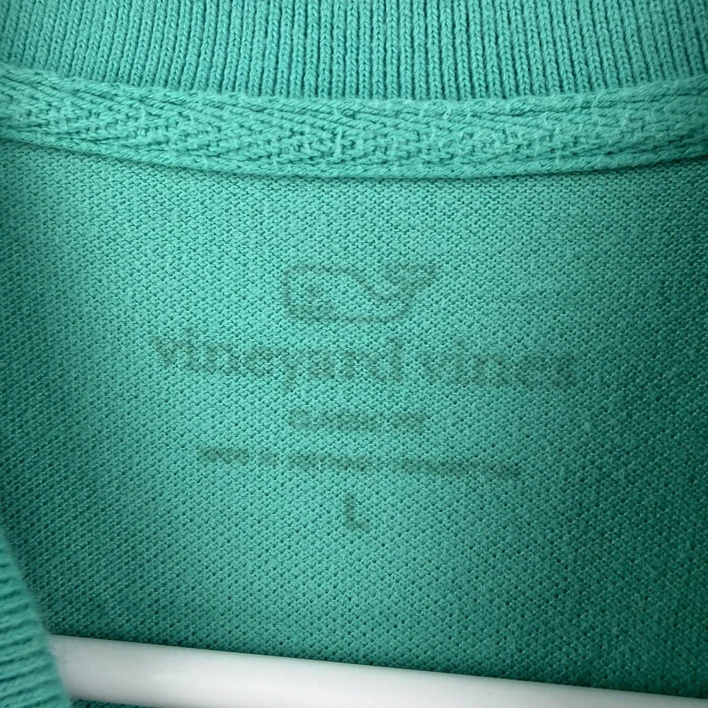 Vineyard Vines Polo Shirt Mens Large‎ Green Cotton Pique Whale Logo Casual Knit
